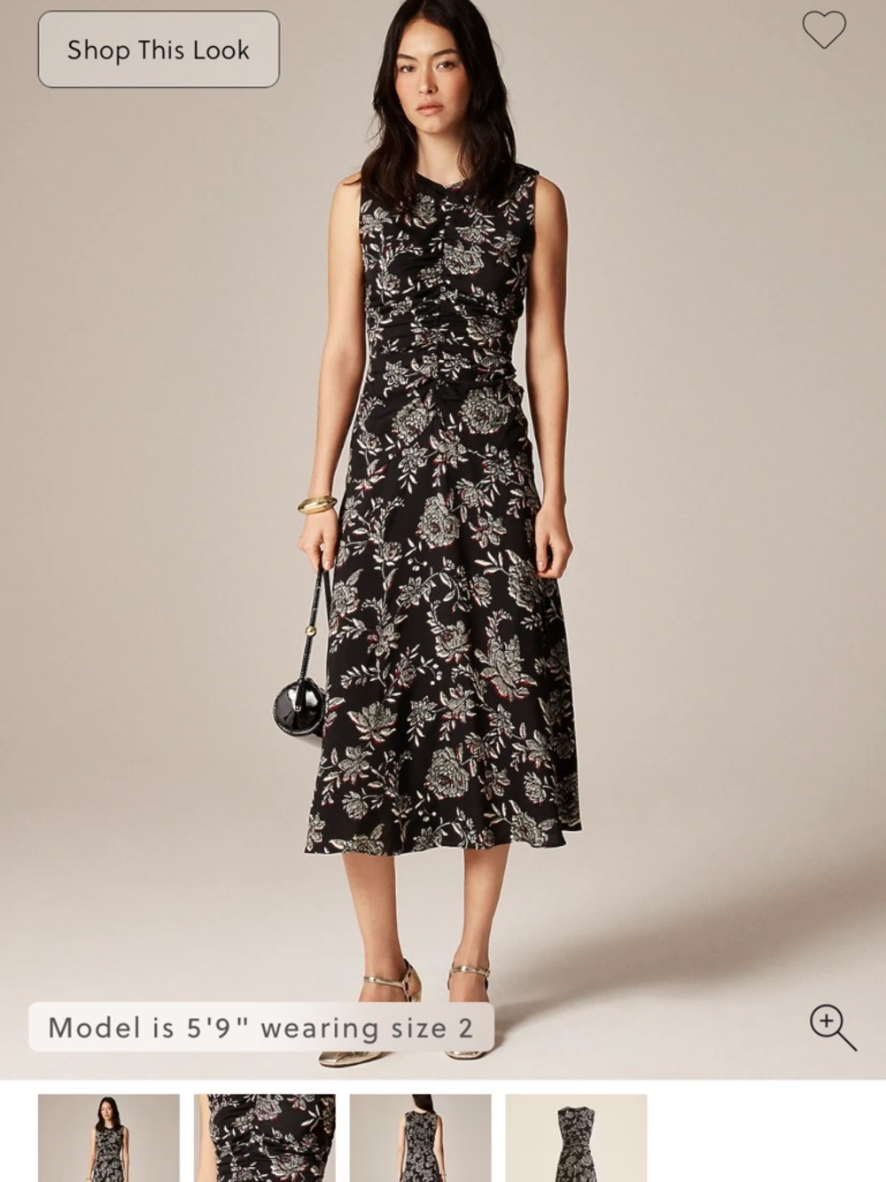 J.Crew Sleeveless Black Floral Midi Dress